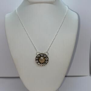 Silver-Tone Glitter Sparkle Rhinestone Necklace